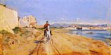 Jean-louis Ernest Meissonier Famous Paintings - Self-Portrait Along The Route De La Salice, Antibes